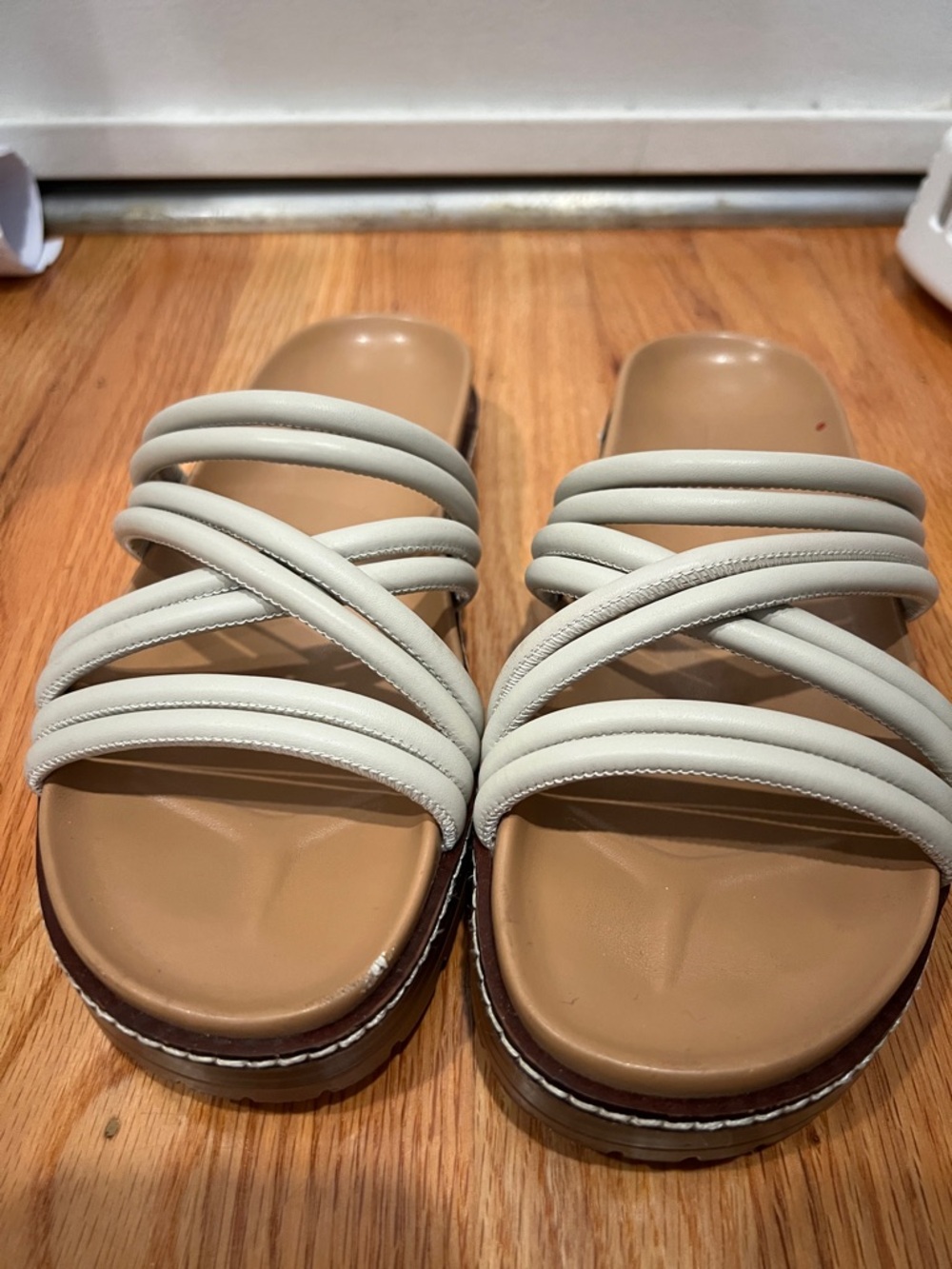 Madewell Cream Strappy Platform Slide Sandals - Picture 3 of 7